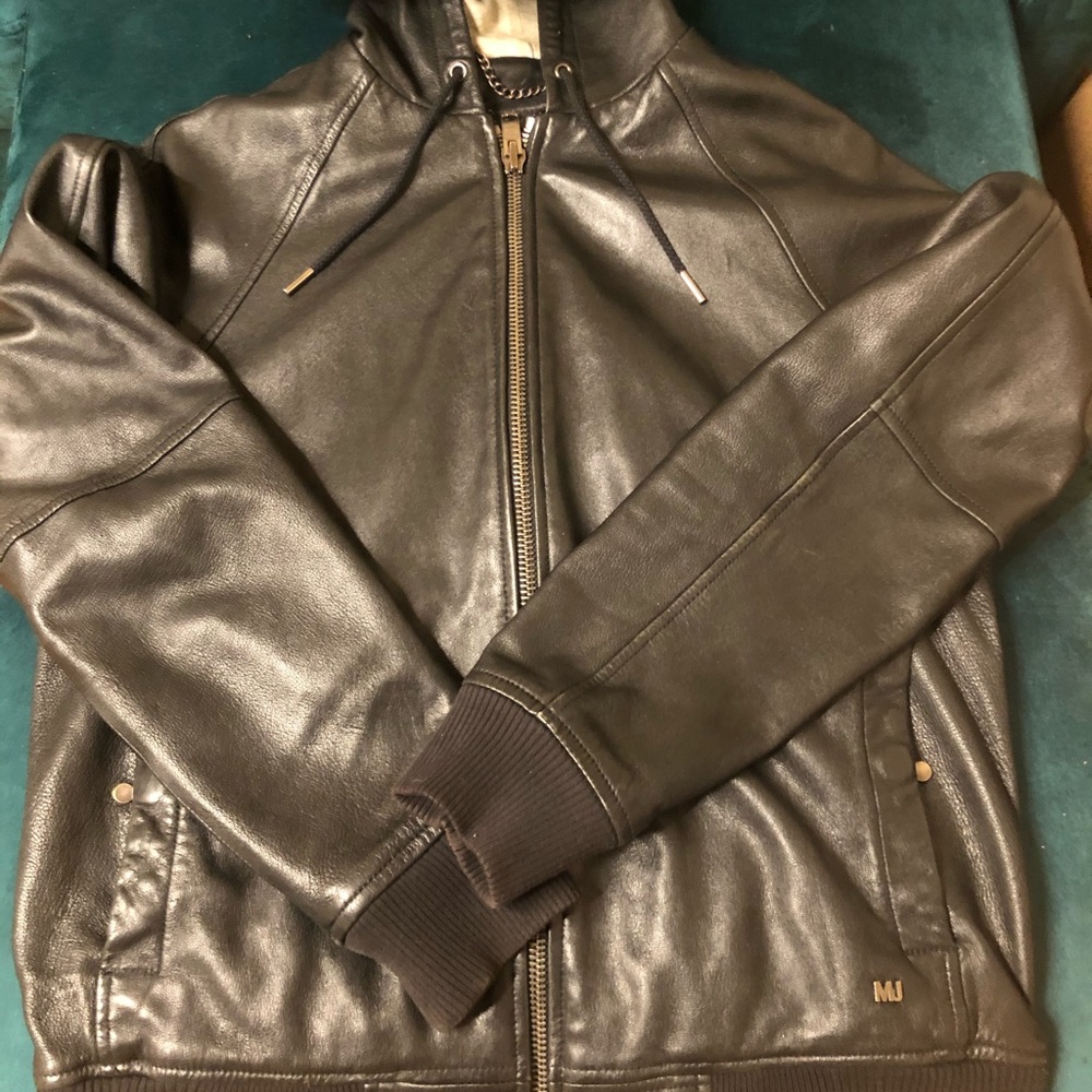 Marc Jacobs black leather  hoodie jacket